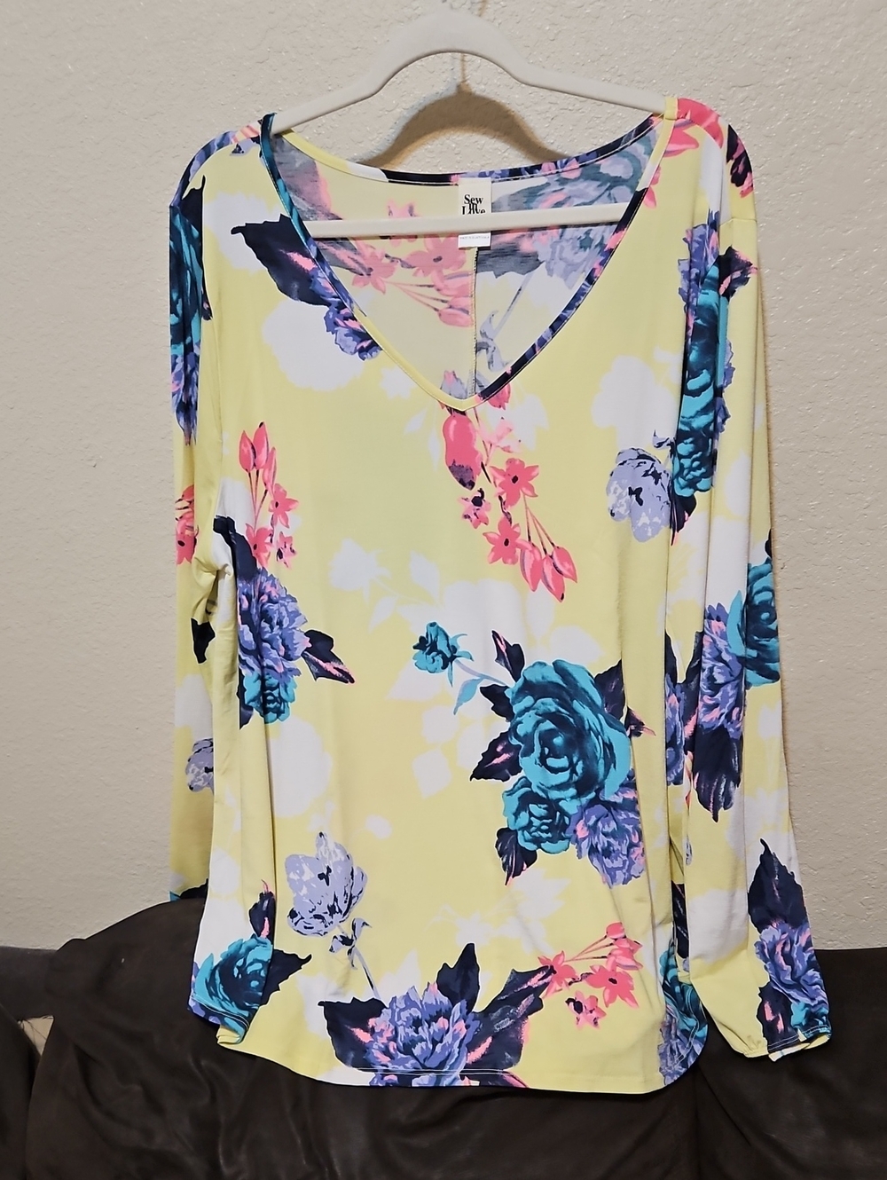 Sew In Love Yellow Floral V-Neck Long Sleeve Top